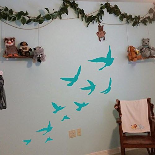 Flying Birds Vinyl Wall Art Decal Living Room Wall Decal Decoration (Large,Teal)