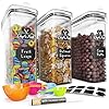 Cereal-Container-Storage-Set-Airtight-Food-Storage-Containers-8-Labels-Spoon-Set-Pen-Great-for-Flour-BPA-Free-Dispenser-Keepers-4L-Chefs-Path Chef's Path Cereal Storage Containers (4L, Set of 3) - Plastic Airtight Food Storage Containers with Lids, Labels, Spoon…