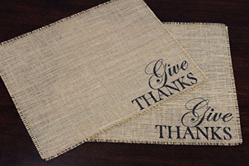 Give Thanks Burlap Placemats – set of two