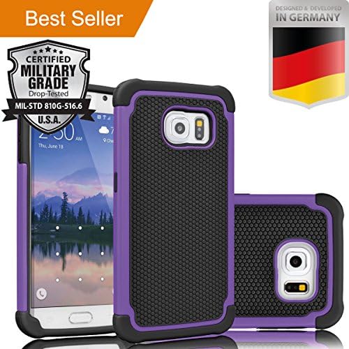 Samsung Galaxy S7 Edge [5.5] [Heavy Duty] Hybrid [Dual Layer] Purple Case [Shock Absorbent] Armor [Drop Resistant] Cover [Protective Bumper] Rubber [Dirt Dust Snow Proof] Rugged [Impact Protection]
