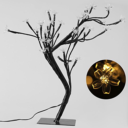 SUPOW Cherry Blossom Desk Lamp, Decorative Warm White Light, Black Branches