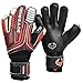 Renegade GK Vulcan Raze Goalie Gloves with Pro-Tek Finger Savers | 3.5+3mm Hyper Grip & 4mm Duratek | Black & Red Soccer Goalkeeper Gloves (Size 8, Youth-Adult, Flat Cut, Level 3)