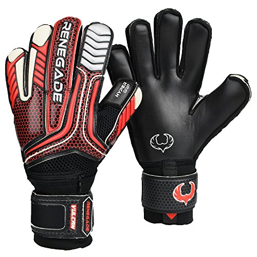 RGK Vulcan Raze Flat Cut with GK Grip (Size 9 Medium, Black) Soccer