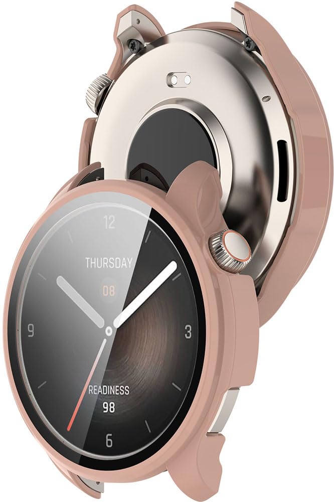 Tyogeephy Case Compatible with Amazfit Balance,HD Tempered Glass Screen Protector,Shockproof Hard PC Bumper Protective Shell All-Around Protective Case Cover for Amazfit Balance