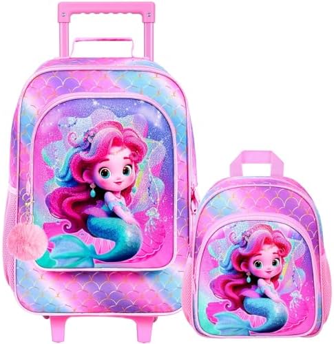 Amazon.com | UFNDC 4PCS Girls Rolling Backpack, Cute Kids  display picture 3
