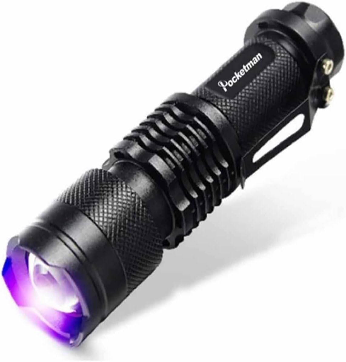Pocketman SK68 One Mode 300LM Zoomable 396nm UV-Ultraviolet LED Black Flashlight for Detecting Pet Dog Stains Checking Passport Money,Cosmetic and More