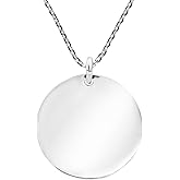AeraVida 22mm .925 Sterling Silver Round Engravable Necklace | Customizable Silver Necklace for Women and Men | Sterling Silver Personalized Jewelry