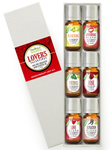 Lovers Valentine s Day Set 100% Pure, Best Therapeutic Grade Essential Oil Kit - 6/10mL (Aphrodisiac Blend, Love Blend, Patchouli, Rose, Sensation Blend, and Ylang Ylang)
