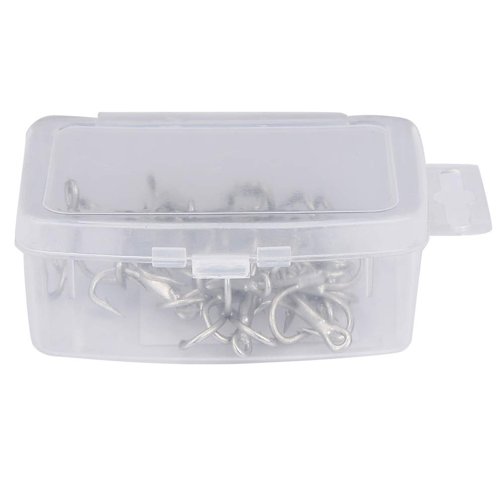 Alomejor High Strength Triple Hook Set Sharpened Fishing Hooks for Pike Zander Perch Sea Saltwater Fishing Lures 20pcs #6