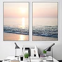 2 Piece Framed Canvas Wall Art Sunset and Ocean Landscape Canvas Prints Home Artwork Decoration for Living Room,Bedroom - 16