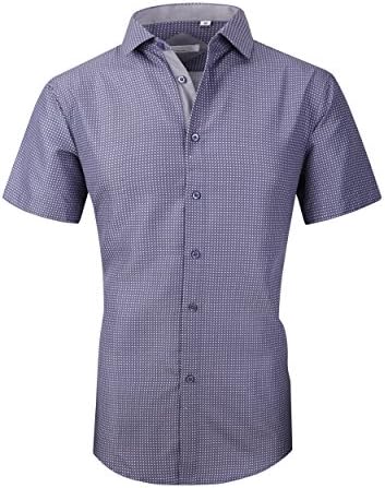 Mens Button Down Shirts Regular Fit Long Short Sleeve Casual Print Dress Shirt