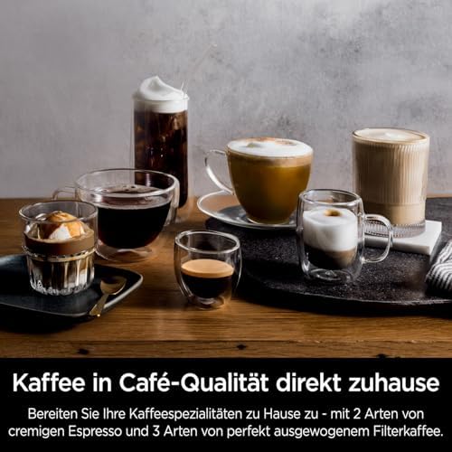 Luxe Essential 2-in-1-Kaffeemaschine mit Mahlwerk und Aufschäumer