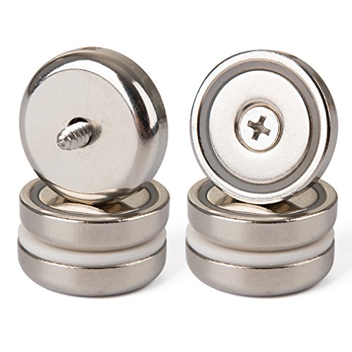 GREATMAG Extreme Power Rare Earth Cup Magnets,1.26" Diameter, Industrial Strength Round Base Neodymium Magnets, Countersunk Hole for #10 Bolt, 90 LBS Holding Force, Pack of 6