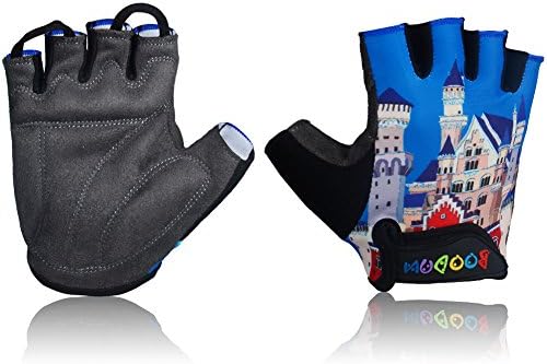 MIFULGOO Kids Padded Cycling Gloves Children Half Finger Bicycle Gloves for 3-8 Years Old Boys Girls for Balance Bike Roller Skate Scooter Inline Skating Skateboard