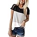 YunJey Round Neck Triple Color Block Stripe T-Shirt