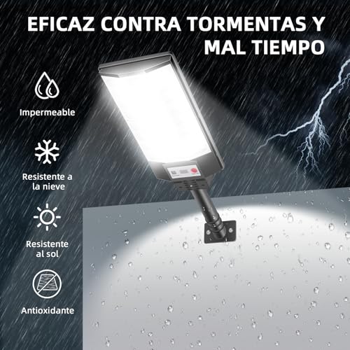 FASENZA Lámpara Solar Exterior: 5000 Lumens 6500K, 144 LED, Batería 5000mAh, IP65, 160° Ángulo, Instalación Sin Cables, Carga 6h/Iluminación 12h, Garantía 2 Años para Jardín Patio Garaje, 2 Paquetes