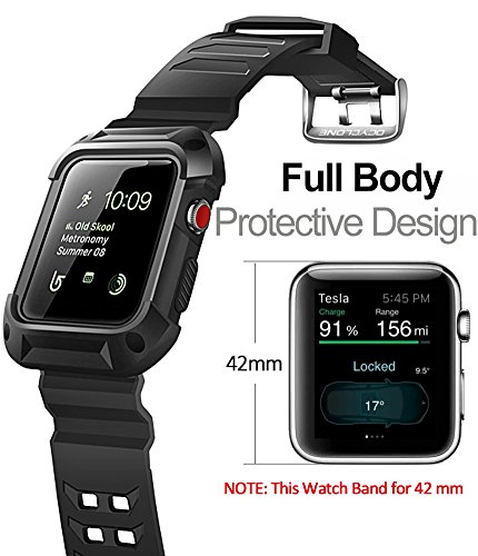 Apple Watch Band 42mm, Ocyclone Apple Watch Series 3 42mm Band iWatch 3/2/1 Sport Protective Bumper Case Strap Replacement for Active Style Men and Women - Thumbnail 2