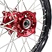 KKE 21/19 SPOKED MX WHEELS RIMS SET FOR CRF250R 04-13 CRF450R 02-12 CR125R CR250R 02-13 CNC ALUMINUM (red hub, black rim, silver nipple, silver spoke)