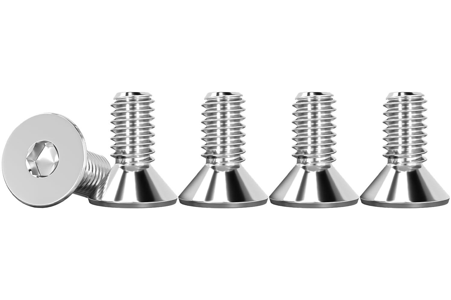 Drenky M4 Socket Screws, M4 X 10mm Bolts 304 Stainless Steel Hex Screws DIN 7991 / ISO 10642 Rustproof Machine Screws M5 Flat Head Hex Socket Cap Screws (Pack of 50) — image 1