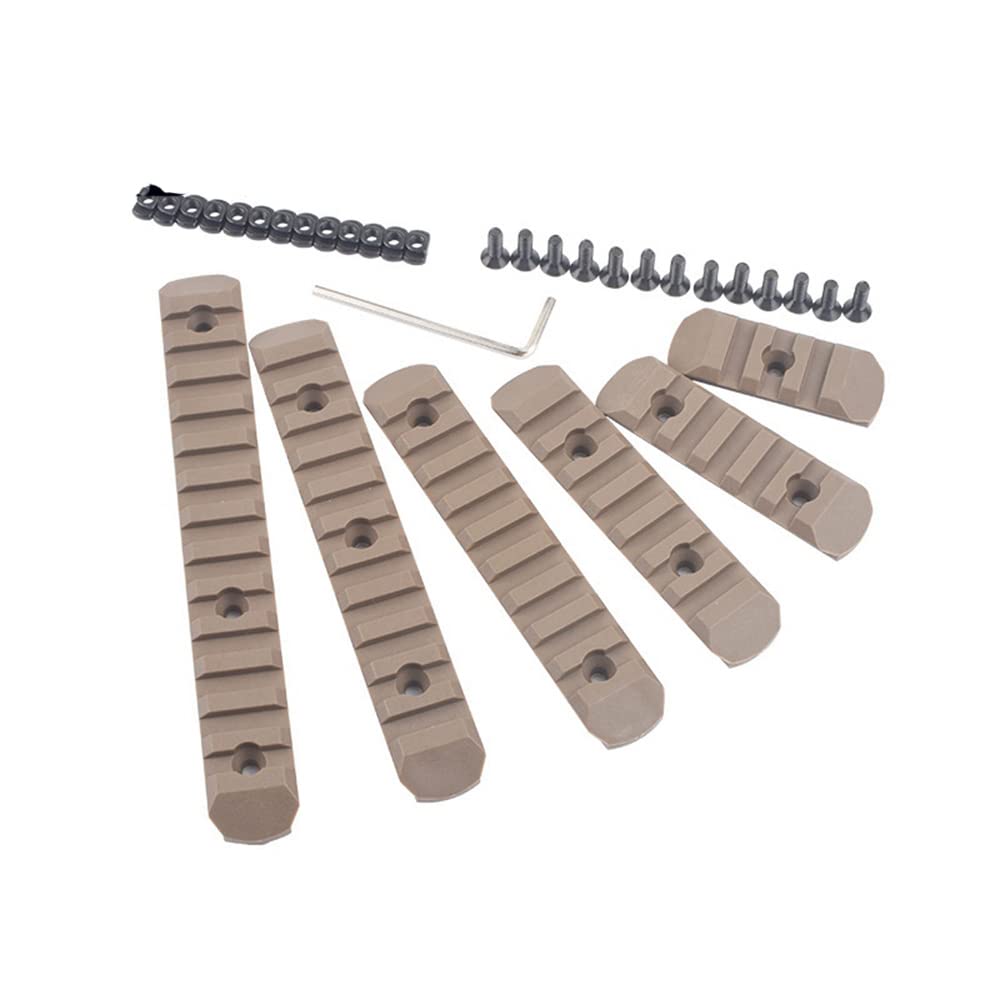 SBGJMY 6pcs Mlok Keymod Handguard Polymer Rail Set,Lightweight Picatinny Rail 3-Slot 5-Slot 7-Slot 9-Slot 11-Slot 13-Slot Hunting Accessories (Tan)
