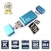IMEEK SD TF Card Reader with Lightning Micro USB Connector, External Storage Memory Expansion for iPhone/iPad/Android phones/Mac/PC - Blue