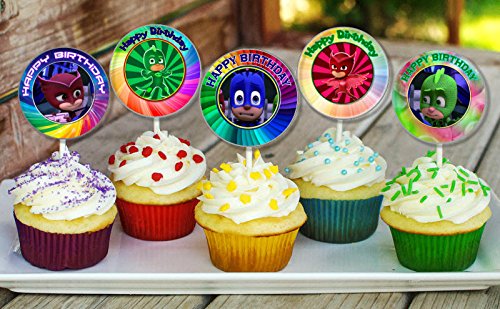 12 Special Happy Birthday PJ Masks Inspired Party Picks, Cupcake Picks, Cupcake Toppers #2