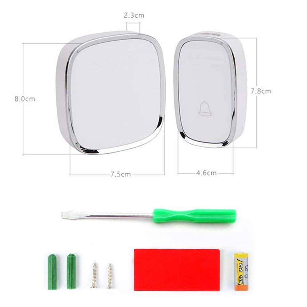 Funkklingel Türklingel,Klingel kabellos 280M Reichweite, 1 Sender und 1 Empfänger, 36 Klingeltöne, 4 Lautstärkestufen, Hausklingel Gartenklingel drahtlos Wasserdicht außen Funk Türklingel Set