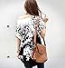 Women Short Batwing Sleeve Flower Print Loose Tunic Shirt White Medium