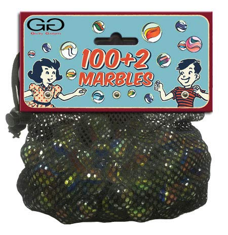 Guilty Gadgets Pack of 100 + 2 Traditional Glass Marble Balls In Sack Retro Kids Children Indoor Outdoor Toy Game - Assorted Colors