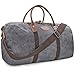 Travel Duffel Bag Waterproof Canvas Overnight Bag Leather Weekend Oversized Carryon Handbag Grey