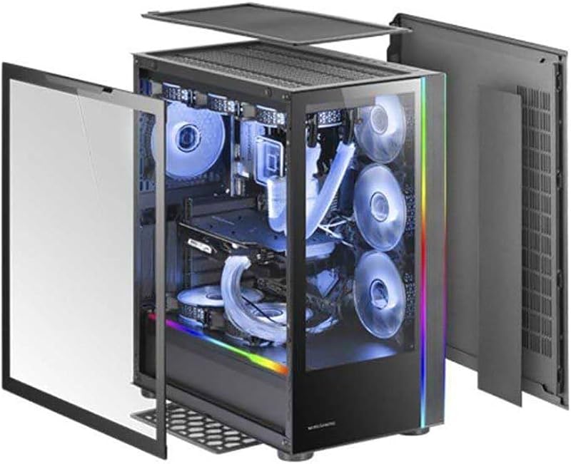 MC-Ultra, Torre de Jogos Custom XXL E-ATX, Fita LED dupla ARGB, Janela de Vidro Dupla Temperada, Estrutura Vertical de Câmara Dupla, Preto