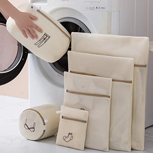 E-Hause 6 Pcs Mesh Laundry Bags Extra Large for Delicates with Zipper Nylon Laundry Blouse Hosiery Stocking Underwear Bra Lingerie Bags Travel Laundry Storage Organize Bag Clothing Washing Bags Net