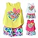 Baby Girls and Girls Kids Love Print Sleeveless T-shirt Flower Shorts