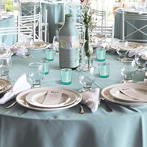 Letine Glass Votive Candle Holders Set of 36 - Speckled Mercury Aquamarine Tealight Candle Holder Bulk - Ideal for Wedding Centerpieces & Home Decor - Thumbnail 2
