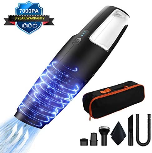 Handheld Vacuum Cleaner Cordless, 2019 New Updated Version Rechargeable Car Vacuum Cleaner 120W 7000Pa Super Strong Suction Wet/Dry Auto Vacuum with LED Battery Indicator for Car and Home Cleaning
