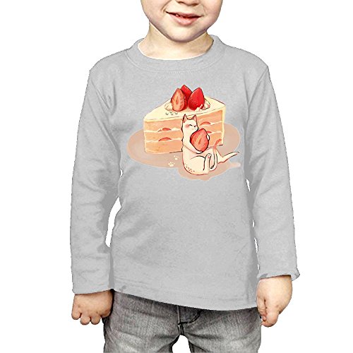 ZheuO Boys & Girls Baby Cute Strawberry Cake Soft 100% Cotton T-Shirts Unisex Gray 3 Toddler