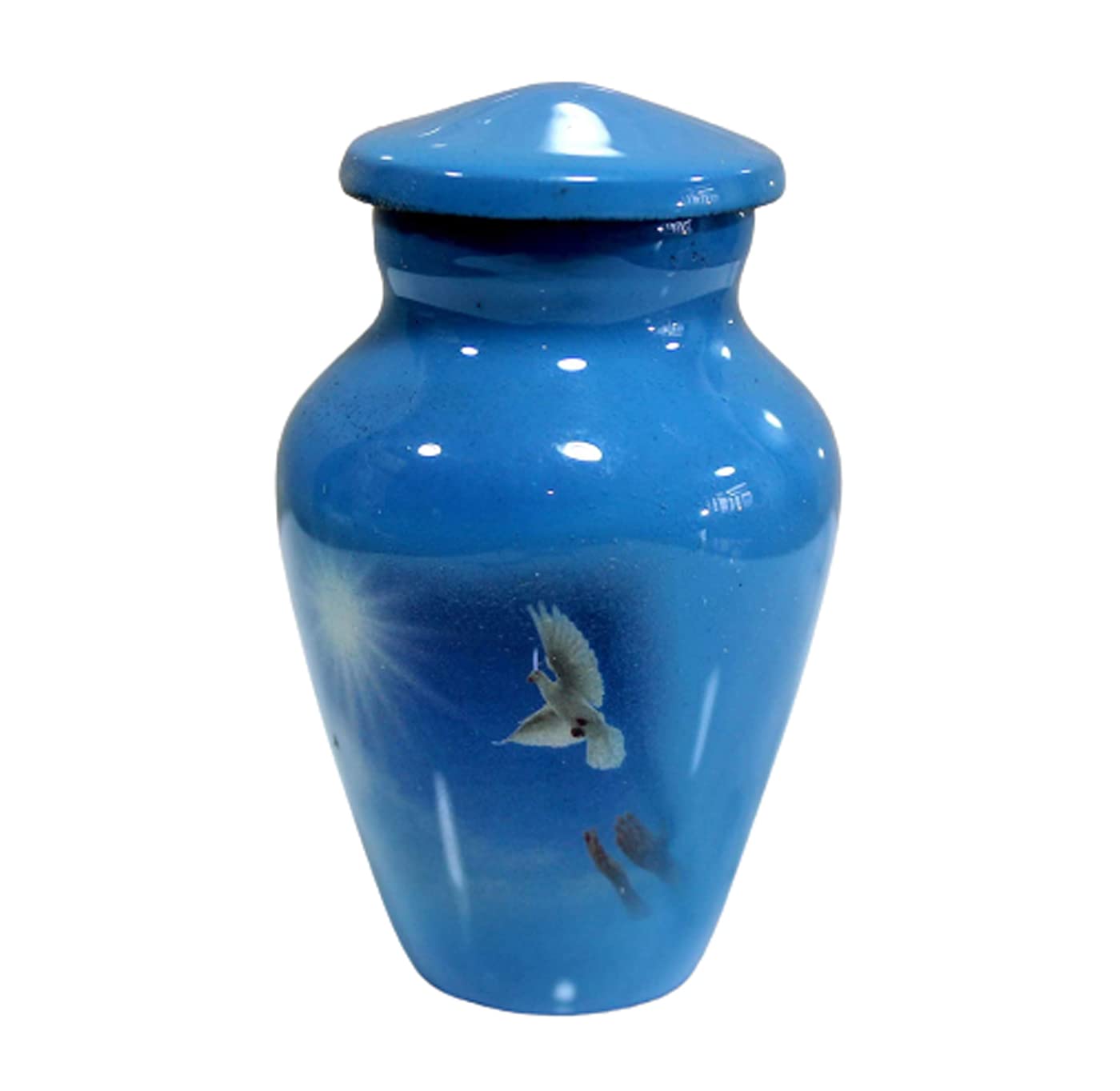 ESPLANADE Cremation Urn Memorials Container Jar Pot | Metal Urns | Burial Urn | Memorials Keepsake urn (Blue Pigeon)