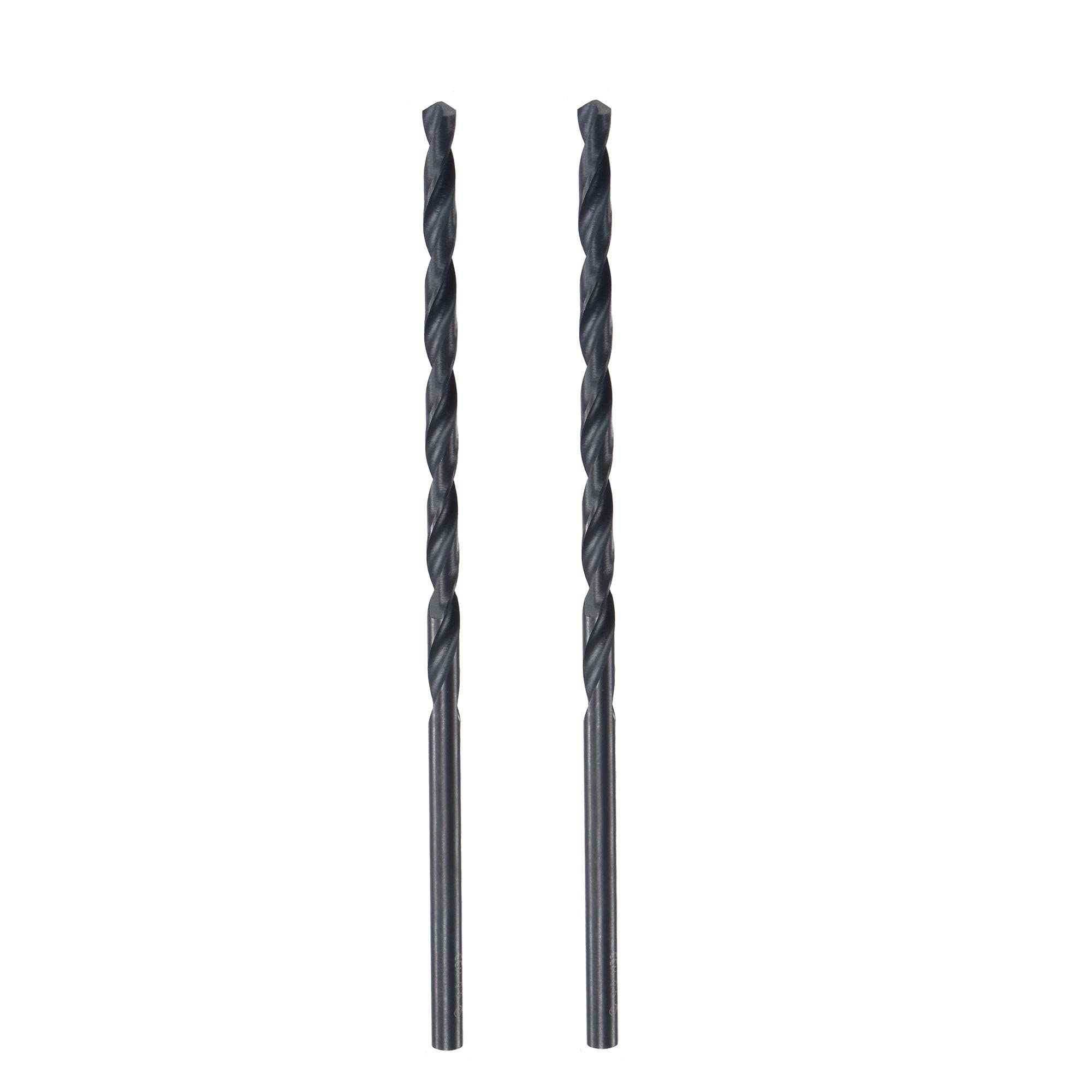sourcing map High Speed Steel Lengthen Straight Shank Twist Drill Bit Fully Ground Black Oxide 4mm Drill Diameter 120mm Total Length 62mm Drill Bit Length 2 Pcs