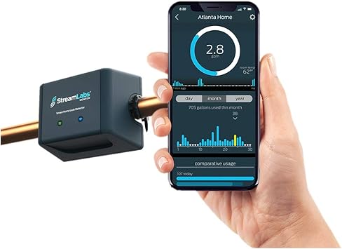 Streamlabs Smart Home Water Monitor Leak Detector With Wi Fi No Pipe Cutting 5 Minute Install Real Time Phone Alerts Fits 3 4 Or 1 Pipes