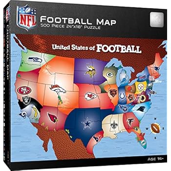 MasterPieces NFL USA Map Jigsaw Puzzle, United States of Football, 500 Pieces