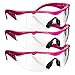 Navigator Safety Glasses for Men & Women | ANSI Z87.1+ CE EN166, Anti-Scratch, UV Protective Eyewear & Clear Eye Protection Glasses with Navigator | Reader Safety Work Glasses | Pink - Clear - 3Pack