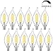 E12 LED Candelabra Bulbs, Dimmable 5000K Daylight White, 40W Equivalent Flame Tip LED Chandelier Light Bulbs 4W, CA11 Vintage Filament LED Candle Bulb with Decorative Candelabra Base, 12 Packs