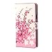 Yakamoz PU Leather Pink Sakura Flip Wallet Card Slots Stand Case Cover for Samsung Galaxy Alpha G850F with Free Screen Protector & Stylus Pen