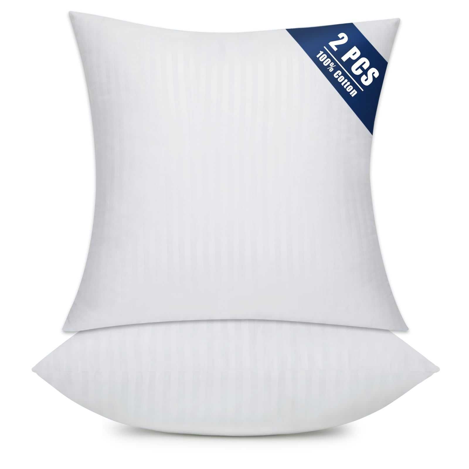 Photo 1 of OKBA Set of 2 Throw Pillow Inserts, Hypoallergenic Soft & Firm Cushions with 100% Cotton Cover,Pillows Filler for Side Sleepers, Sofa, Bed and Home Decor (26x26 Inch (Pack of 2)-1CM Stripe)