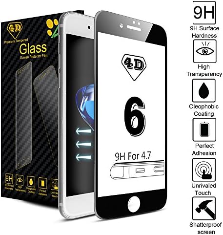 iPhone 6S Screen Protector,Akpati iPhone 6S Tempered Glass Screen Protector Full Coverage 4D Curved Tempered Glass Clear Anti-Bubble Film [Case Friendly][Anti-Scratch] for iPhone 6 6S(4.7inch) - Black