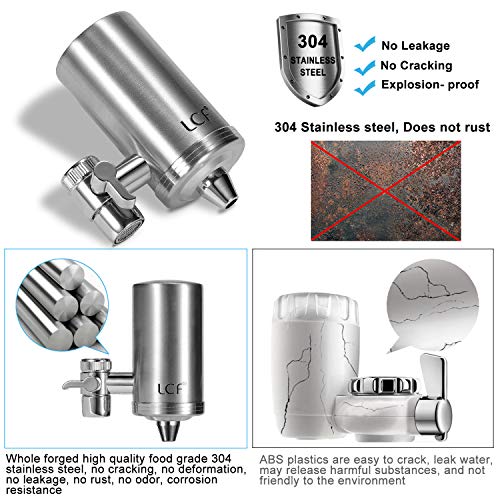 LCF Water Filter Faucet, Food Grade 304 Stainless Steel, Reduce