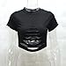 Antopmen Women's Crew Neck Short Sleeve Front Cut Out Hollow Crop Tops