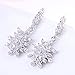 YAZILIND Dazzling Rhodium Plated Clear Cut Flawless Cubic Zirconia Snowflake Dangle Claw Earrings