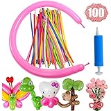 HoveBeaty Latex Twisting Balloons, 260Q Animal Magic Long Balloons Assorted Color with Pump for Animal Shape Party, Clowns, Wedding Decoration Party Supplies (100 Pack)