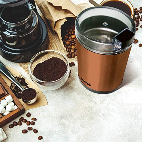 KF2030 Electric Coffee Grinder by Kaffe - 3oz Capacity with Easy On/Off Button. Cleaning Brush Included! (Copper) - Thumbnail 4